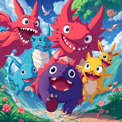 vibrant, Studio Ghibli, dynamic movement, bright colors, cel shading, whimsical, fantastical creatures, Japanese culture, expressive characters, large eyes, detailed scenery, storytelling, emotion-filled, Miyazaki-esque, surreal worlds, imaginative, youthful energy, modern twists, visual storytelling, romanticism, enchanting landscapes, cultural motifs, bold outlines