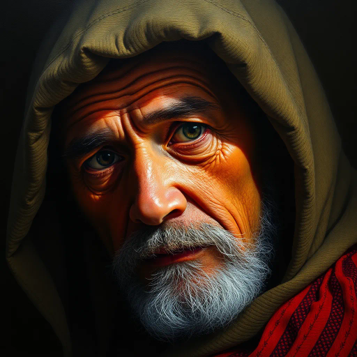 hyper-realism, meticulous detail, vibrant lighting, rich textures, capturing the essence of reality, dynamic composition, chiaroscuro, hyper-detailed forms, inspired by Juan Sanchez Cotan, Rembrandt lighting, natural colors, lifelike representation, intimate perspective, evocative atmosphere, precise brushwork, contemporary realism, emotional depth, soft focus, cultural narrative, timeless expression