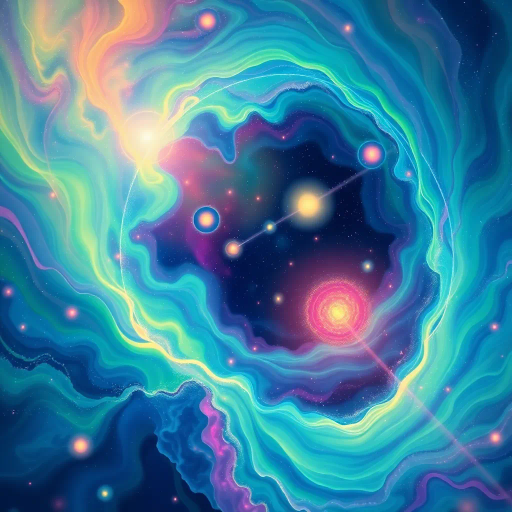 harmony of the spheres, ethereal symphony, aurora borealis, music visualization, cosmic resonance, abstract expressionism, vibrant chroma, Kandinsky influences, flowing melodies, celestial orchestra, dreamlike atmosphere, surreal landscapes, harmonious rhythms, visual synesthesia, universal connection, luminous colors, ethereal light, transcendental experience, spiritual awakening, dimensional journey, divine soundscape, poetic emotion