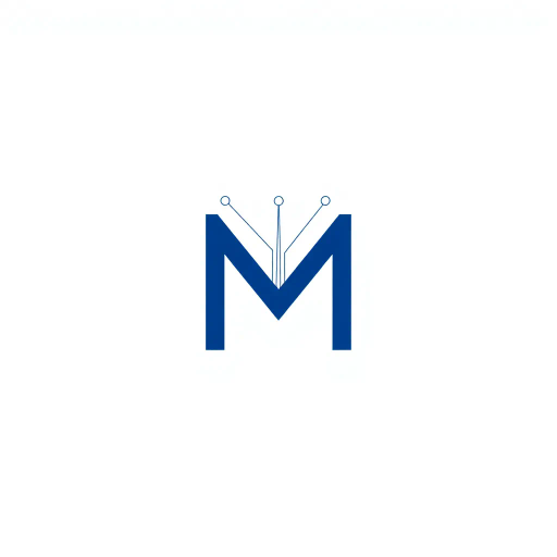 abstract design, letter M, logo, minimalism, thin branching lines, tree hierarchy, geometric symmetry, vector art, indigo gradient, white background, contemporary art, Bauhaus influence, structural composition, node connection, modern aesthetics, elegant flow, clean lines, simplicity, dynamic form, modular design, technological theme, minimalist elegance, visual balance, artistic ingenuity, digital art, Wassily Kandinsky, geometric abstraction, modernism, sleek design, intricate patterns, innovation, spatial harmony, futuristic feel, visual rhythm, interconnected motifs