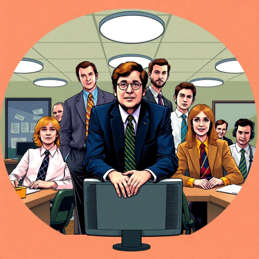 The Office, TV show, satirical humor, vibrant, Steve Carell, ensemble cast, mockumentary style, quirky, everyday life, work environment, subtle irony, character dynamics, Michael Scott, Dunder Mifflin, Scranton, Pennsylvania, documentary filming, 2000s television, comedic timing, deadpan expression, cultural phenomenon, paper company, witty banter, office antics, relatable humor, office supplies, Jim Halpert, Pam Beesly, Dwight Schrute, team dynamics, overhead fluorescent lighting, mundane yet charming, round camera angles, workplace relationships, exaggerated expressions, dynamic composition, vibrant colors, pop art influence, bold outlines, playful storytelling, narrative depth, surreal elements, Roy Lichtenstein inspiration, modern satire, whimsical depiction, cultural nuances