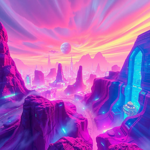 virtual reality, immersive landscape, surreal environments, vibrant colors, neon lights, futuristic cityscape, dynamic movement, hyper-realistic textures, holographic displays, cybernetic organisms, digital brushstrokes, ethereal glow, interactive installations, visual futurism, flow of technology, alternate realities, augmented layers, sci-fi narrative, high-tech architecture, panoramic vistas, luminescent hues