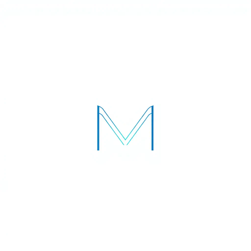abstract logo design, letter M, minimalist elegance, geometric symmetry, thin branching lines, vector art, indigo gradient, white background, contemporary art, Bauhaus influence, structural composition, node connection, modern aesthetics, elegant flow, sleek lines, simplicity, dynamic form, modular design, technological theme, visual balance, artistic ingenuity, sophisticated design, visual metaphor, connectivity, network tree structure, refined artistic vision, advanced composition, abstract metaphors, clean lines