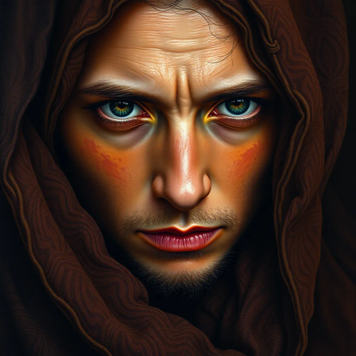 hyper-realistic portrayal, detailed textures, chiaroscuro lighting, vibrant and muted color palette, emotional depth, large scale framing, Renaissance influence, lifelike representation, dramatic composition, John Singer Sargent, Vermeer influences, vivid realism, intricate patterns, timeless atmosphere, focus on facial expressions, subtle brushwork, three-dimensional depth, intimate perspective, storytelling elements, realistic textures, meticulous detail