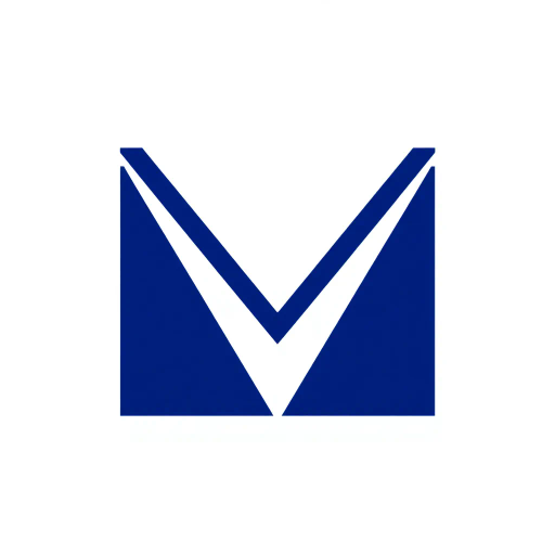 ultra minimal design, geometric precision, bold angled strokes, clean and precise geometric M, solid indigo #3D63DD, vector graphic precision, pure form, minimalistic expression, white background contrast, Bauhaus influence, modernist clarity, abstract reduction, symmetry and balance, contemporary simplicity, visual impact, flat color fields, mathematical geometry, abstraction in typography, artistic symbolism