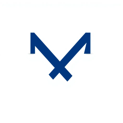 abstract M lettermark, diagonal lines, convergence, sharp V, geometric precision, bold indigo, minimalism, modern logo design, simplicity, white negative space, Bauhaus influence, clean lines, vector art, high contrast, symmetry, balance, structured composition, dynamic tension, corporate identity, logo aesthetic, visual clarity, modernist aesthetics