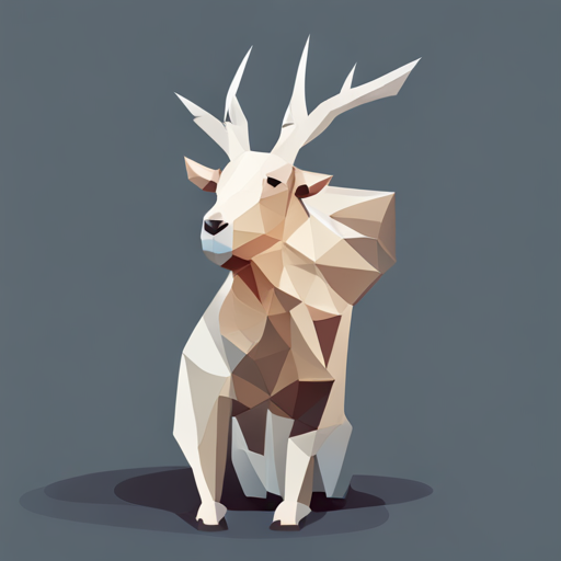 abstract, vector, low-poly, small, goat, antlers, robot