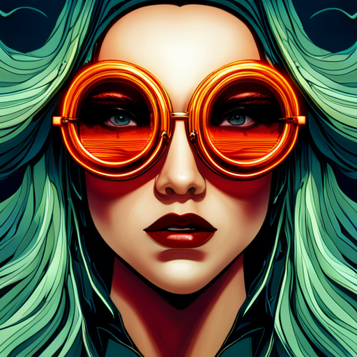 High-tech eyewear, Fire-inspired fashion, Futuristic festival, Cyberpunk, Neon lights, Radial symmetry, Metallic sheen, Burnt orange, Mirrored lenses, UV protection, Industrial chic, Post-apocalyptic, Multidimensional shapes