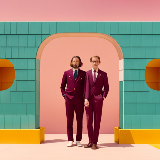 Wes Anderson, artificial intelligence, futuristic, surrealism, color blocking, symmetry, handheld camera, pastel tones, retro-futuristic, whimsical, quirkiness, nostalgia