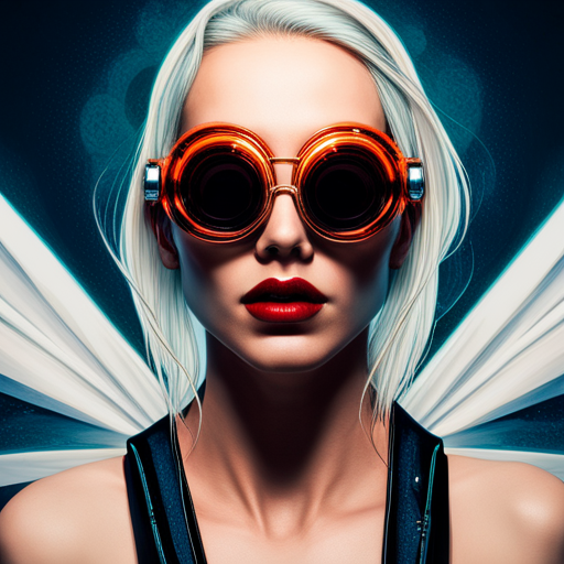 glitchy, cyberpunk, futuristic, augmented reality, metallic accents, retrofuturistic, post-apocalyptic, rave culture, distortion, biomechanical, electric, High-tech eyewear, Fire-inspired fashion, Futuristic festival, Radial symmetry, Burnt orange, UV protection, Industrial chic, Multidimensional shapes
