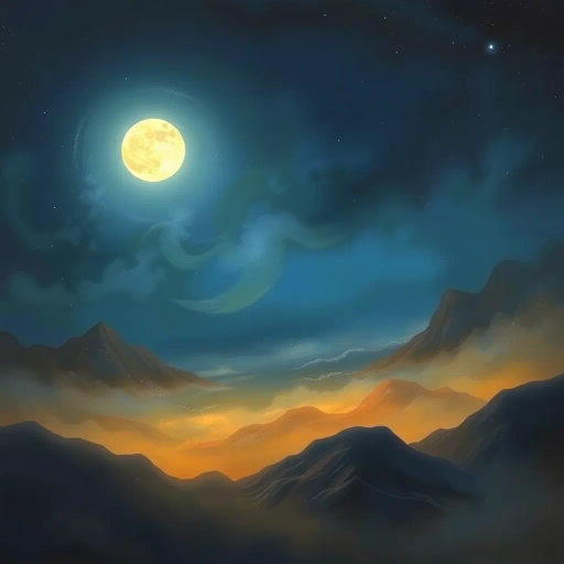 dreamscape, ethereal, tranquil, soft glow, surrealism, Salvador Dali, moonlit night, emotive, serene landscapes, velvety textures, delicate brushwork, whispers of stardust, midnight blues, nebulous forms, silent lullabies, imaginative realms, hushed tones, gentle ambiance, floating islands, mystical atmosphere, cosmic dreams, fluid movement, dreamy perspective, celestial bodies, infinite space, timelessness, escapism, soft gradients, cultural mythologies