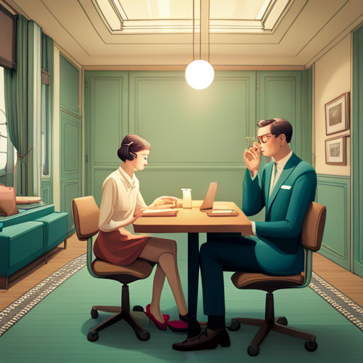 Whimsical, nostalgic, pastel colors, meticulously designed sets, symmetric compositions, quirky characters, stylized dialogue, retro technology, vintage clothing, mid-century modern furniture, melancholic atmosphere, introspection, artificial intelligence, futuristic love story
