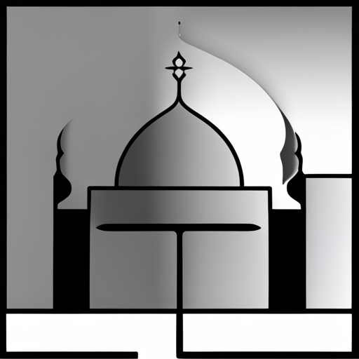 symbolic masjid, rounded border, border shadow, clock, 04:10, caption, 7 minutes walking distance