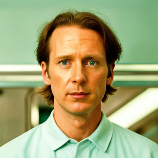 Wes Anderson, film director, quirky, idiosyncratic, whimsical, color grading, symmetrical, composed shots, muted colors, vintage feel, retro-futuristic, romance, artificial intelligence, futuristic technology, modern love story