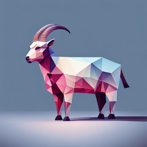 abstract, vector, low-poly, goat, robot, geometric shapes, polygonal, 3D modeling, wireframe, minimalism, sharp angles, simple, modern, futuristic