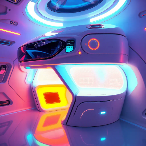 futuristic design, sleek minimalism, vibrant colors, digital rendering, hyper-realistic detail, technological sophistication, luminescent glow, abstract patterns, Bauhaus influence, space age, ergonomic structure, Jean-Michel Basquiat inspiration, neon accents, cutting-edge innovation, dynamic angles, interactive interface, high-tech materials, conceptual exploration, ethereal ambiance, metaphorical interpretation, digital age symbolism