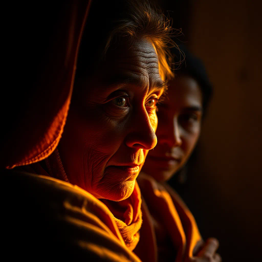 hyper-realism, photojournalism, vivid detail, Rembrandt lighting, golden hour, atmospheric, candid moments, emotional depth, textured surfaces, chiaroscuro, vibrant colors, documentary style, intimate compositions, natural elements, high dynamic range, human expressions, cultural stories, life captured, dynamic perspectives, play of shadows, visual storytelling, timeless narrative, historical influence, analog lens, authentic scenes