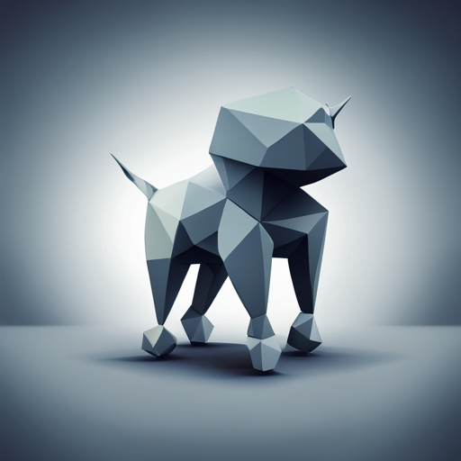 geometric shapes, minimalism, digital art,  robotics, animals, low-poly, shades of gray, metal, angular forms, small size, abstract, vector graphics