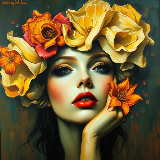 expressionistic allure, vibrant palette, chiaroscuro lighting, provocative elegance, ethereal forms, sensual contours, surrealist touches, vivid imagination, dramatic contrast, baroque influences, tactile richness, captivating gaze, symbolic motifs, passionate intensity, dreamlike ambiance, fluid dynamics, contemporary echoes, intricate details, bold strokes, alluring mystery