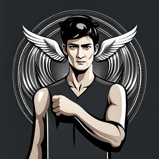 Vector, Hermes, line-art, Greek mythology, messenger god, winged sandals, caduceus, speed, communication, ancient, mythology, linear, black and white, contrast, simplicity, minimalism, graphic, illustration
