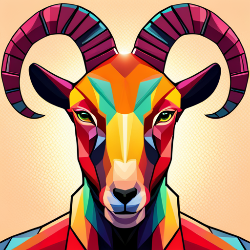 colorful, geometric, vector art, animal, goat, machine, futuristic, abstract