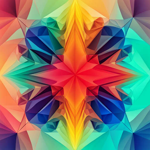 vector graphics, generative art, exploration, abstract, polygonal, geometric shapes, vibrant colors, digital technology, algorithmic design, minimalism, mathematical precision