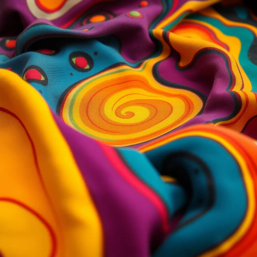 vibrant colors, whimsical design, textile patterns, cozy texture, surrealism, Salvador Dali influence, playful shapes, imaginative fabric, detailed weaves, warm lighting, abstract forms, cotton softness, artistic expressionism, fluid movement, contrasting hues, dreamlike aura, contemporary fashion, soft focus, layering, textile arts, cartoony essence, oversized perspective, intricate stitching, fun and quirky, bold outlines, dynamic composition