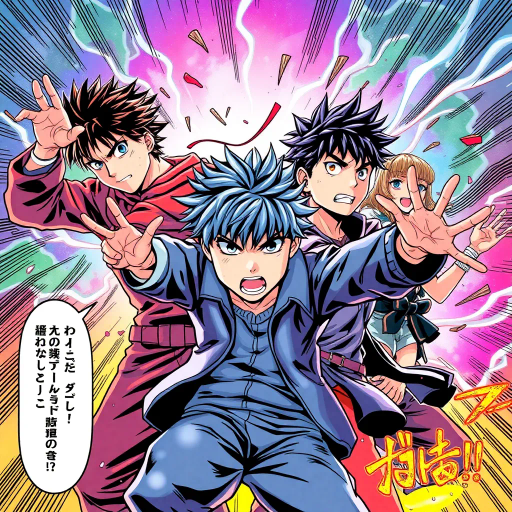 manga, vibrant colors, dynamic poses, detailed linework, expressive characters, dramatic lighting, Japanese influence, Shonen style, cell shading, youthful energy, panel composition, action sequences, storytelling, emotional depth, modern manga artists, cultural themes, imaginative worlds, bold outlines, captivating narrative