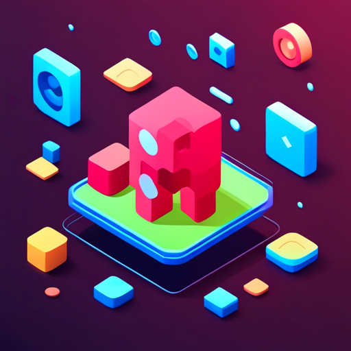isometric perspective, plastic materials, bot, app mascot, geometric shapes, vibrant colors