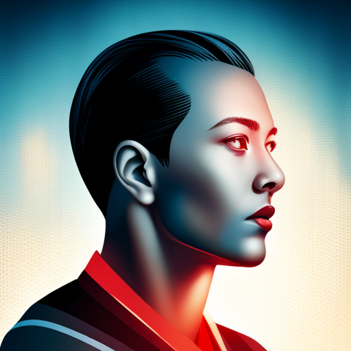 a futuristic icon representing a news AI app, with a metallic sheen, binary code shapes, a glowing red eye, and a sleek interface design