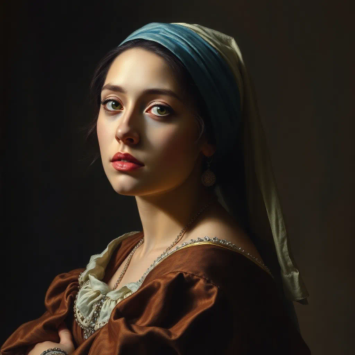 hyper-realism, Gustave Courbet, chiaroscuro, Renaissance revival, luminous highlights, intricate details, vibrant color palette, natural textures, dynamic composition, emotive expressions, human experience, atmospheric perspective, cultural depth, ethereal realism, vivid narrative, classical techniques, life-like portrayal, modern interpretation, symbolic elements, sophisticated brushwork, timeless essence, thoughtful framing, subtle gradients, evocative mood, refined precision, balance and harmony, layered storytelling, immersive ambiance, visual depth