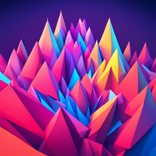 3D vector graphics, geometric shapes, low poly, generative art, exploration, abstract shapes, vibrant colors