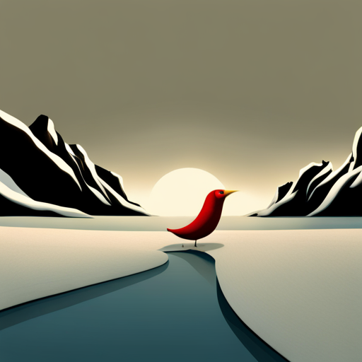 surrealism, winter, playful, sliding, Arctic waddle, animated, comedy