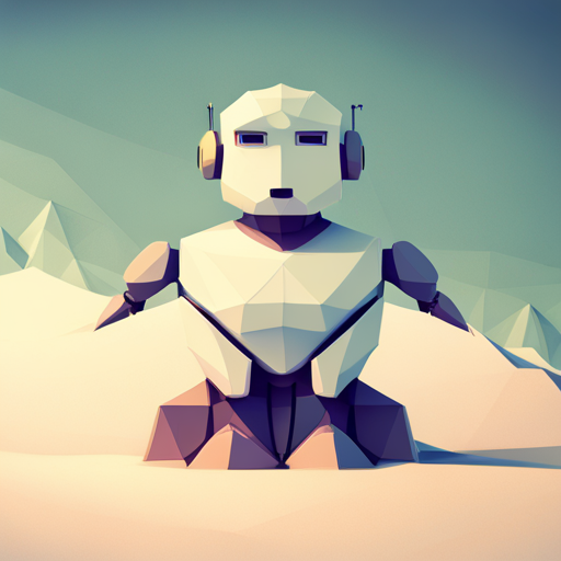 minimalist, geometric, robot sculpture, simplicity, cuteness, white space, light sources, low-poly texture