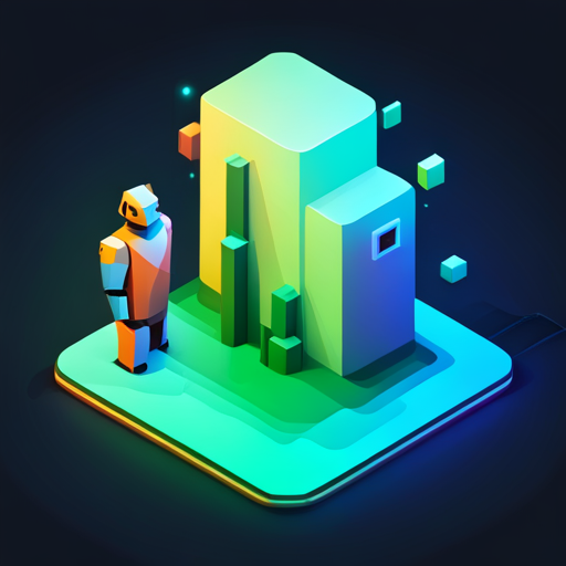 isometric, plastic texture, robot, app icon, mascot, geometric shapes, low-poly modeling, digital art
