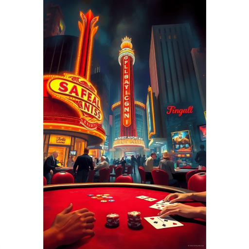 casino, realism, verisimilitude, Las Vegas influence, chiaroscuro lighting, intricate details, hyperrealism, play of colors, vibrant atmosphere, chips and cards, dynamic composition, immersive realism, gaming tables, rich textures, urban nightlife, contemporary influences, dramatic perspectives, bustling ambiance, modern architecture, cultural vibrancy