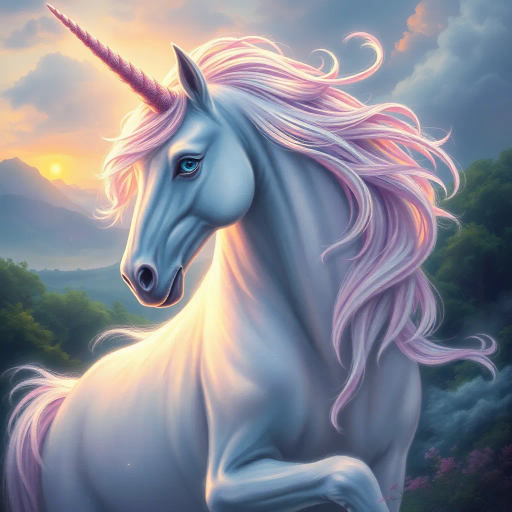 majestic unicorn, ethereal presence, luminous glow, Jean-Baptiste Monge, surreal landscapes, mythological creature, iridescent mane, otherworldly aura, verdant forest, twilight hues, shimmering light, Celtic folklore, intricate details, dreamlike atmosphere, enchanted essence, mystical symbolism, Renaissance revival, celestial essence, Baroque drama, soft pastel palette, enchanting gaze, flowing lines, magical realism, mythical narrative, enchanting woodland, ethereal twilight, mystical creatures, Baroque influence, celestial ambiance, verdant scenery, intricate craftsmanship, magical artistry, mythical storytelling, whimsical echoes, surreal enchantment