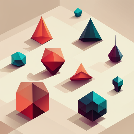 geometric shapes, vector, stylized, angular, sharp edges, small, scale, robotic, mechanical, futuristic, sci-fi, technology, abstract, simplicity, line art, minimalist, low-poly, digital, polygons, triangles, depth, dimension
