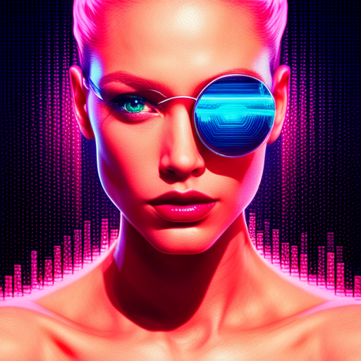glitchy, neon, cyberpunk, reflective, distorted, futuristic, augmented reality, digital lens, metallic accents, edgy
