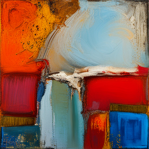 impasto, abstract expressionism, Mark Rothko, vibrant, tactile, texture, brush strokes, layered, mixed media, acrylic, bold colors, rich, gestural, emotional, depth, organic, raw, rough, intense, tactile, irregular, thick, texture, canvas, materials, tactile photographic
