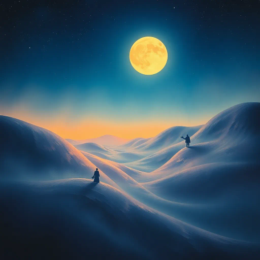 ethereal dreamscape, Salvador Dalí influences, surrealism, twilight hues, flowing lines, tranquil mood, introspective essence, misty textures, starry night, moonlit glow, soft pastel colors, serene figures, gentle curves, subconscious exploration, imaginative space, metaphorical depth, symbolic elements, blurred boundaries, otherworldly experience, visual poetry, introspective journey