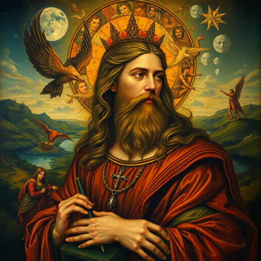 Leonardo da Vinci, intricate details, Renaissance influence, vivid colors, chiaroscuro lighting, dynamic composition, vitruvian geometry, surreal elements, imaginative landscapes, emotion-driven characters, harmonious balance, ethereal atmosphere, timeless beauty, exploratory spirit, virtual brushwork, depth of field, grand scale, artful storytelling, inventive illustration, bold experimentation