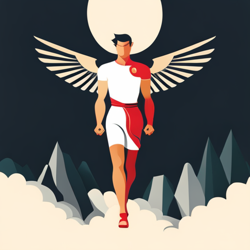vector, Hermes, Greek mythology, messenger god, winged sandals, caduceus, speed, communication, ancient, mythology, linear, black and white, contrast, simplicity, minimalism, graphic, illustration, geometric shapes, intricate patterns, negative space, modern, dynamic composition, bold lines, abstract, contemporary, high contrast, precision, symbolism