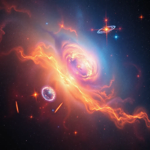 cosmic expanse, starry void, celestial bodies, nebulae clouds, Vincent van Gogh influence, Hubble telescope imagery, luminescent galaxies, swirling energies, ethereal light, astral phenomena, infinite universe, Carl Sagan inspiration, dreamy stardust, vibrant cosmic palette, kaleidoscope of colors, constellations, cosmic wonder, interstellar exploration, radiant bursts, space-time continuum, cosmic tranquility, expansive horizons, visionary science fiction, mysterious depths, cosmic harmony, surrealistic dreamscape, chiaroscuro lighting, ethereal beauty, infinite scale, star clusters, deep space mystery, cosmic dust, futuristic elegance, awe-inspiring vision, celestial patterns, cosmic perspective, endless vastness, universe exploration