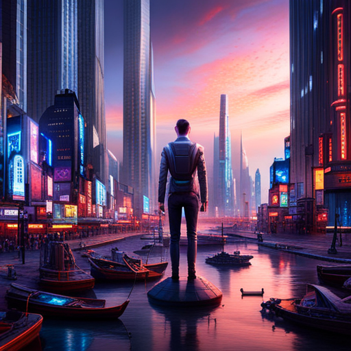 Cyber-dystopian landscapes, technocentric motifs, retro-futuristic cyberpunk aesthetics, cybernetic creatures, mechanized uprising, neon-lit cities, advanced artificial intelligence, transhumanism, robotic overlords, digital consciousness transfer, post-scarcity society, cyberwarfare, cyberspace, virtual reality, hacktivism, cybercrime