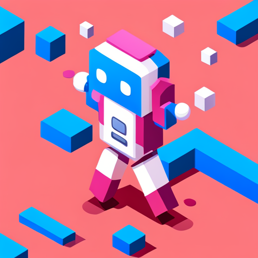 isometric perspective, plastic materials, robot, app mascot, geometric shapes, vibrant colors