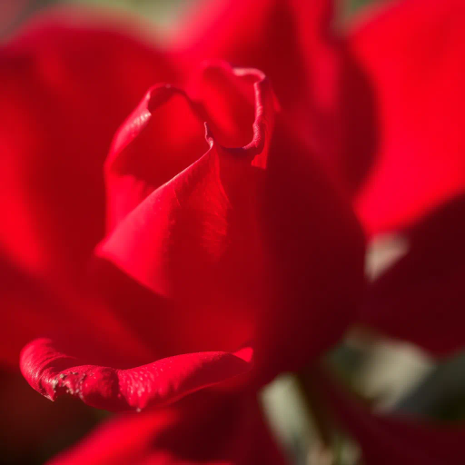 macro, close-up, vibrant red petals, romanticism, nature, warm lighting, chiaroscuro, emotional symbolism, impressionist style, delicate thorns, soft focus, bokeh beauty, elegance, art nouveau influence, oil painting textures, fragility, life cycle depiction, beauty in nature, vibrant and dramatic contrasts, still-life composition, artistic expression