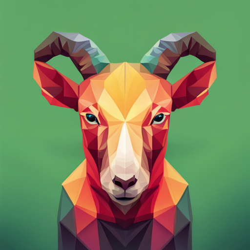 Vector art, abstract, geometric shapes, low-poly, robotic, small animal, goat, polygons