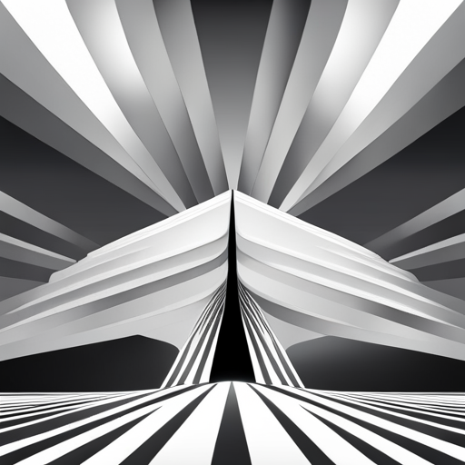 geometric shapes, vector art, Hermes, Greek mythology, sleek lines, minimalistic, contrast, black and white, symbolic, ancient symbolism, divine messenger, linear composition, sharp angles
