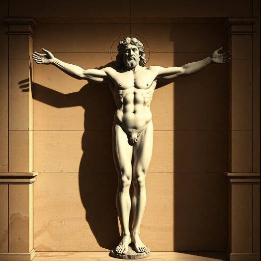 Leonardo da Vinci, Vitruvian Man, dynamic angles, classical Renaissance, chiaroscuro lighting, detailed anatomy, harmonious symmetry, sepia tones, intricate line work, architectural elements, human form exploration, visionary creativity, timeless elegance, artistic genius, geometric harmony, historical context, scholarly analysis, intellectual curiosity, embodiment of humanism
